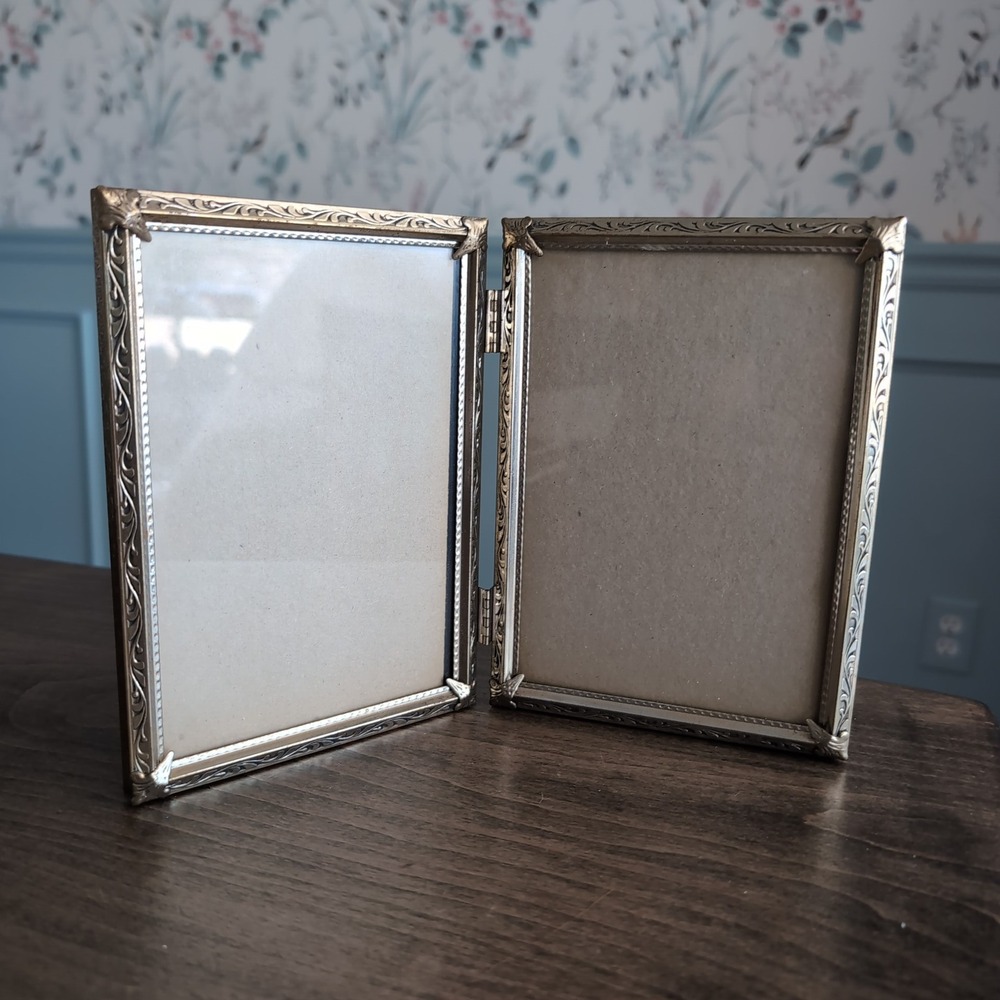 Vintage Ornate Filigree Double 4x6 Picture Frame Gold Silver Victorian Baroque